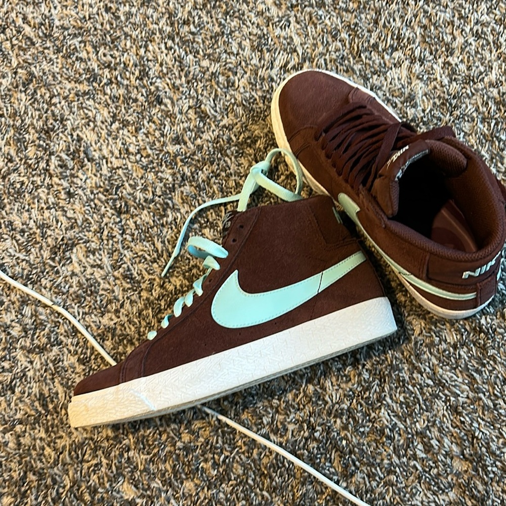 Nike Brown and Teal High-Top Sneakers